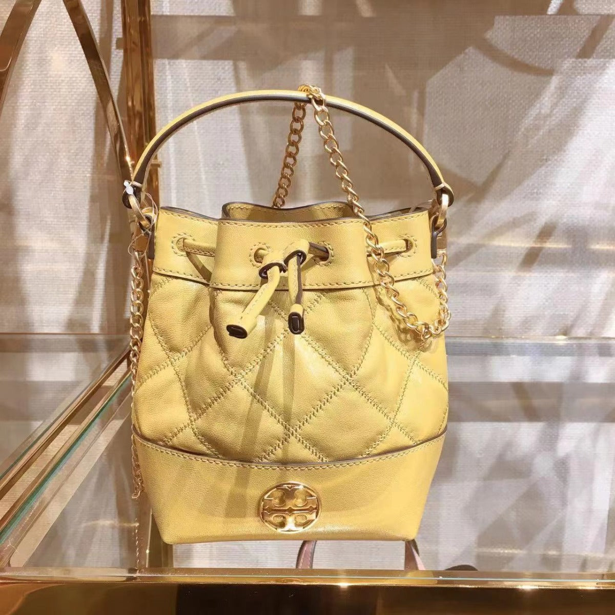 Tory Burch 87869 0422 Willa Mini Drawstring Bucket Shoulder Bag Golden Sunset 196133227404 Tory Burch 87869 0422 Willa Mini Drawstring Bucket Shoulder Bag Golden Sunset 196133227404
